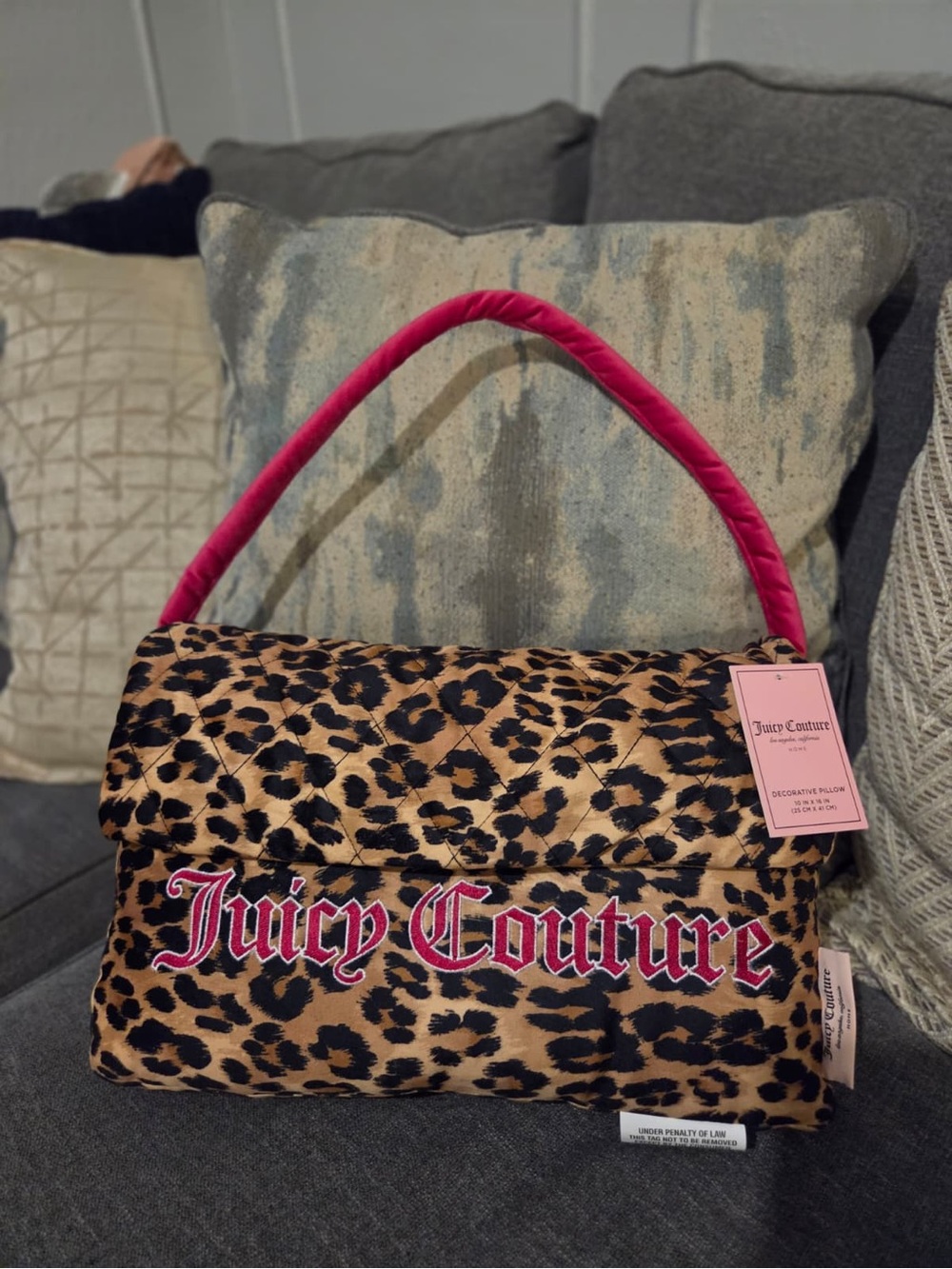 Juicy Couture Leopard Faux Fur Decorative Pillow that’s looks like Shoulder Bag